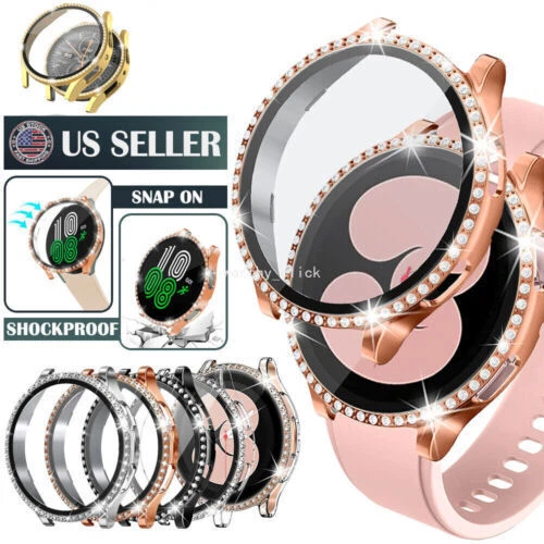 For Samsung Galaxy Watch 4 5 40mm 44mm Glass Screen Protector Diamond Case Cover