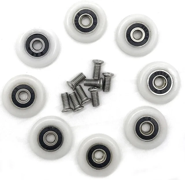 Set Di 4 Rulli Per Porta Doccia - Ruote Doppie Da 23 Mm, In Nylon E Lega Di Zinco, Per Vetri Spessi 3-6 Mm