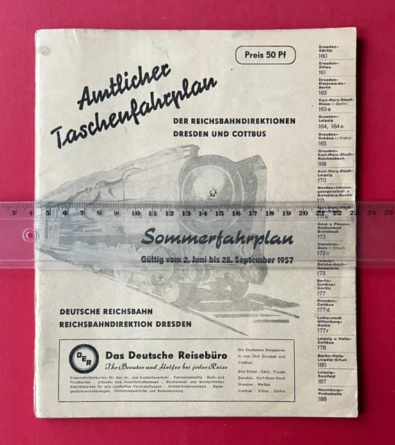 DDR Amtlicher Taschenfahrplan Deutsche Reichsbahn Sommerfahrplan 1957   ( F23201