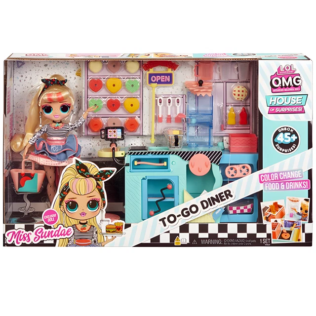LOL Surprise OMG To Go Diner Playset with 45 Surprises and Miss Sundae Doll