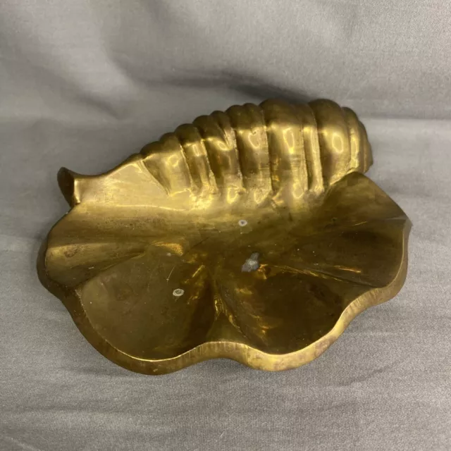 Vintage Solid Brass Scallop Sea Shell Trinket Dishes/ Soap Dishes