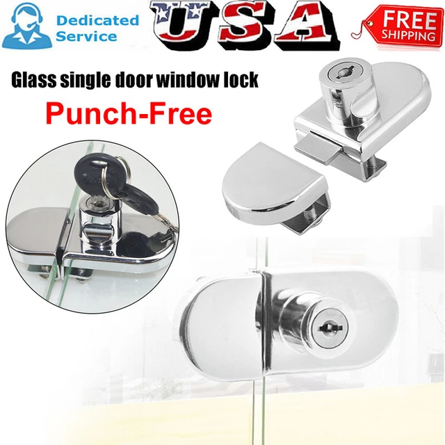 GLASS DOOR LOCK Punch Free Display Double Door Lock Keys Set