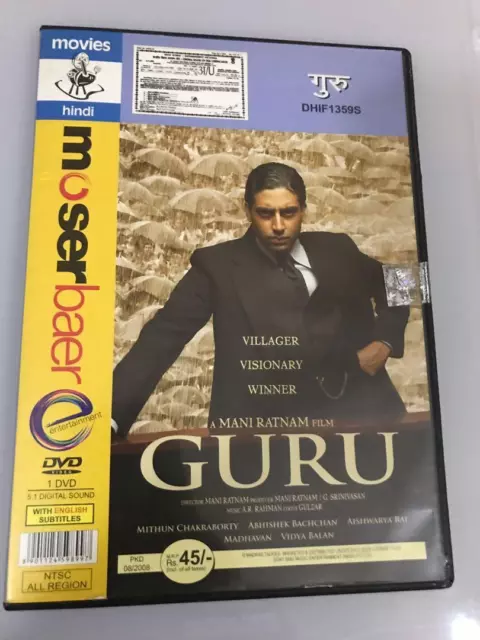 Guru - Abhishek Bachchan, Aishwarya - Bollywood Hindi Movie DVD English  Subtitle