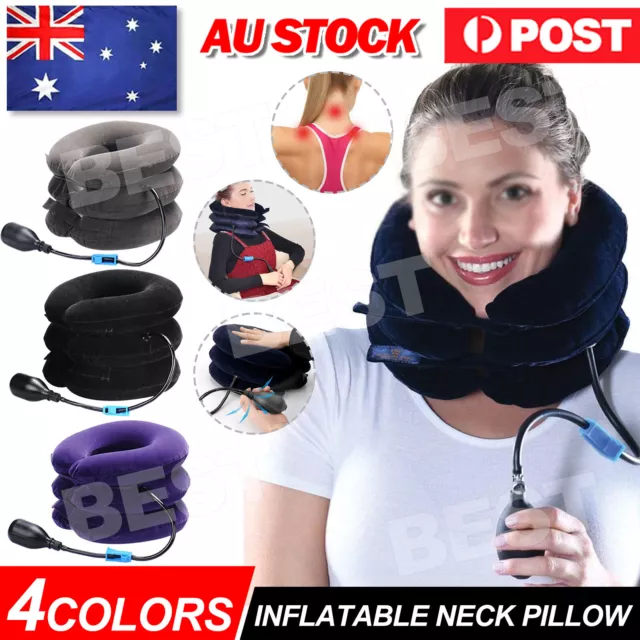 Air Inflatable Pillow Cervical Neck Head Pain Traction Support Brace Device