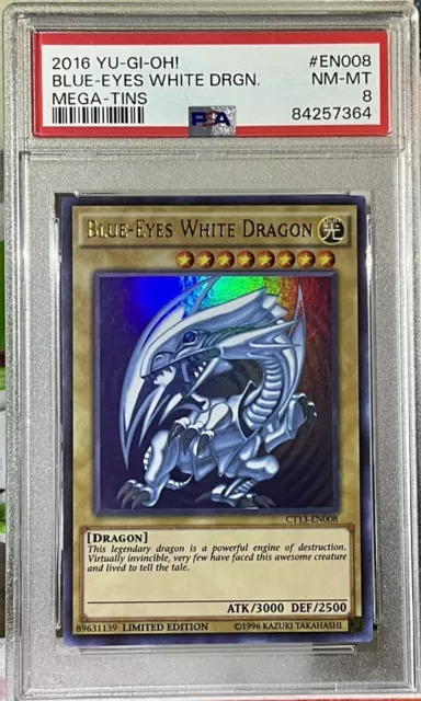 PSA 8 Mint - Blue-Eyes White Dragon CT13-EN008 Limited Edition Ultra Rare YuGiOh