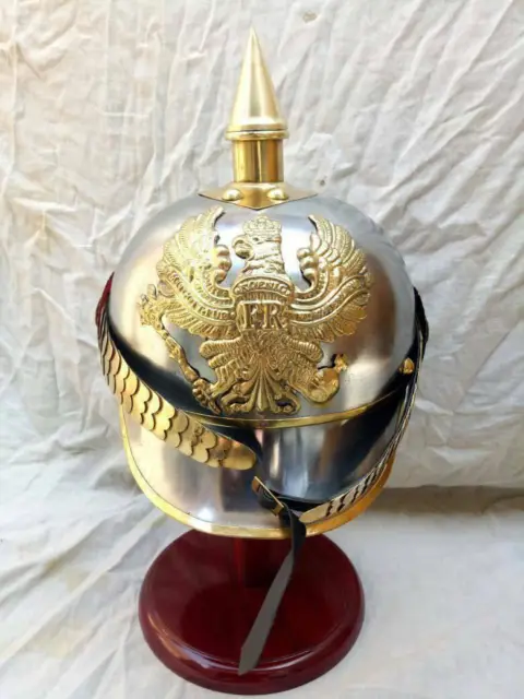 Spike Wwi German Steel & Brass Prussian Fr Badge Officer Helmet Pickelhaube Gift