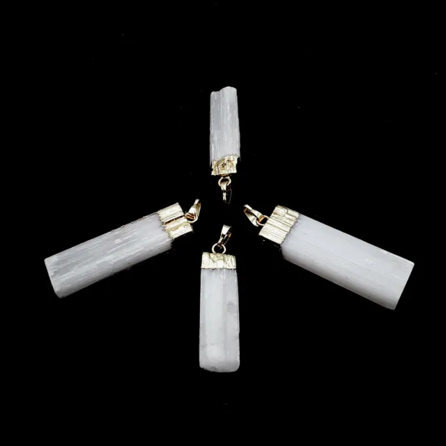 Gold Plated Selenite Raw Blade Stick Point Pendant 40-50mm Sold Per Piece