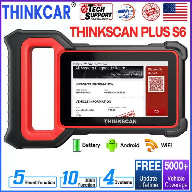 Thinkscan Plus S6 OBD2 Scanner Code Reader Diagnostic Tool SRS ABS TPMS Reset