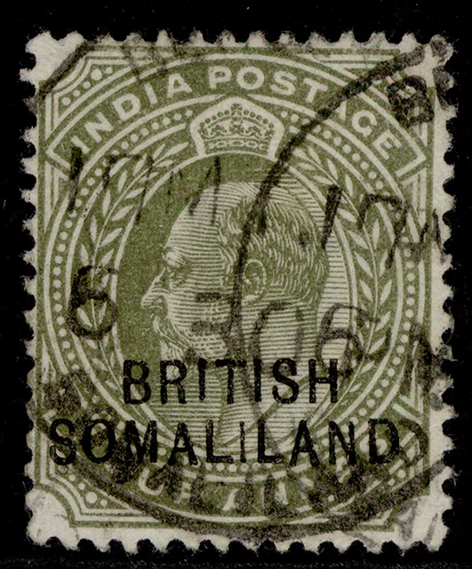 SOMALILAND PROTECTORATE EDVII SG29, 4a olive, FINE USED.