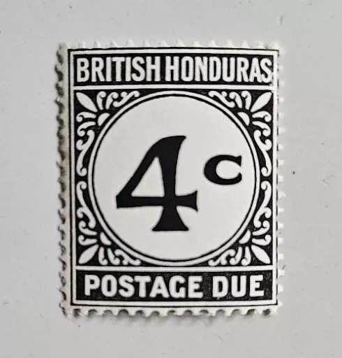 British Honduras, "RARE" VINTAGE, 1923 4-Cents Postage Due,  100 Year-Old MINT