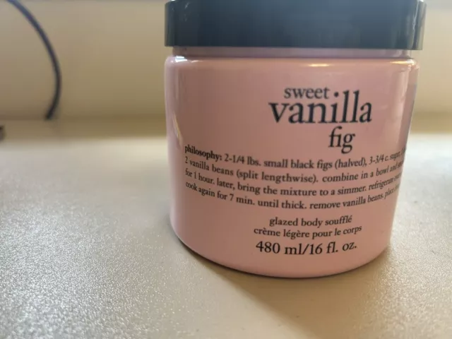 NEW Philosophy Sweet Vanilla Fig Glazed Body Soufflé Daily Use 16 fl oz