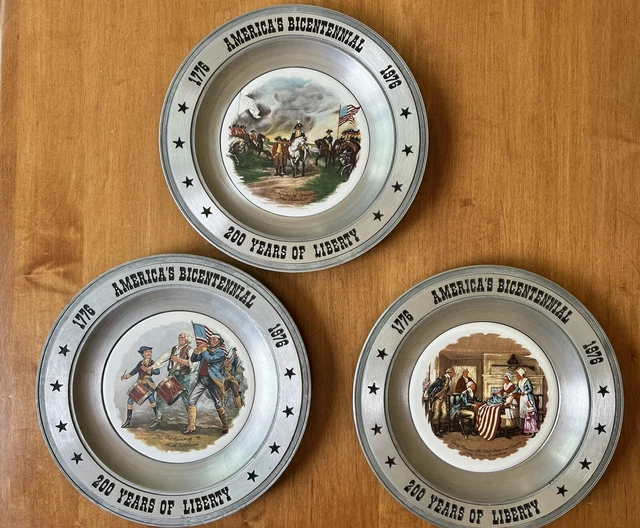 The Great American Revolution 1776 Set Of 3 Pewter Plates Americana Art China Co