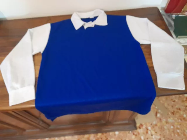 Maglia Shirt Vintage Football Match Worn Calcio Bianco Blu N°4.  L