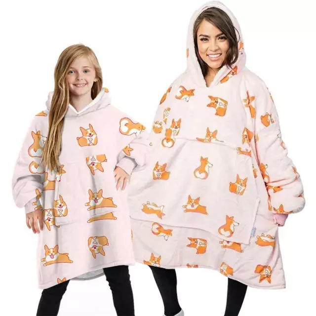 Women Kids Pajama Soft Fleece Warm Winter Sleepwear Hoodie Cute Matching Outfits 2