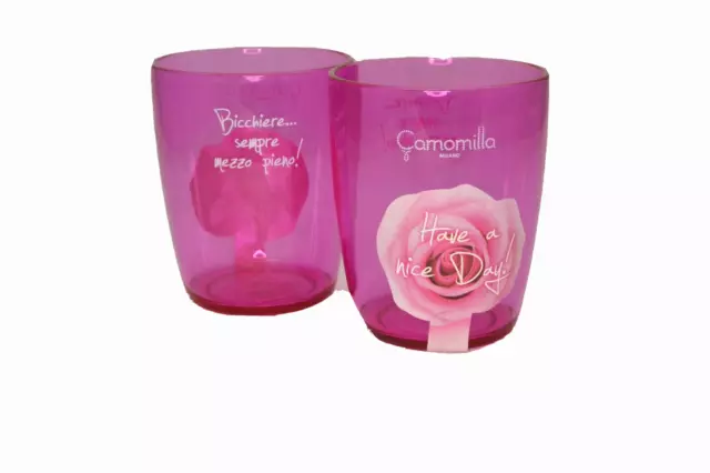 BICCHIERI FUCSIA, ROSA - PLASTICA, RIUTILIZZABILI, INFRANGIBILI- 2 PEZZI - 250ml