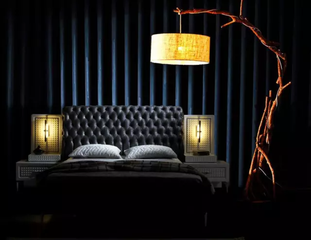 Chesterfield Chambre à Coucher Complet Lit 2x Nachttische Set Luxe Meuble 3tlg