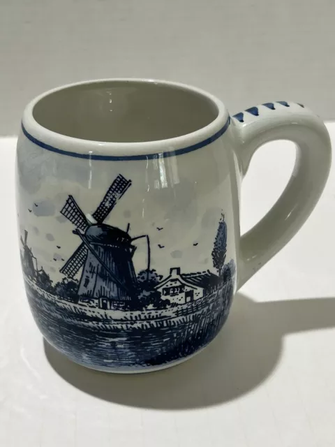 Vintage Delft's Blue Hand Painted Holland Windmill 12oz MUG Coffee Cottagecore