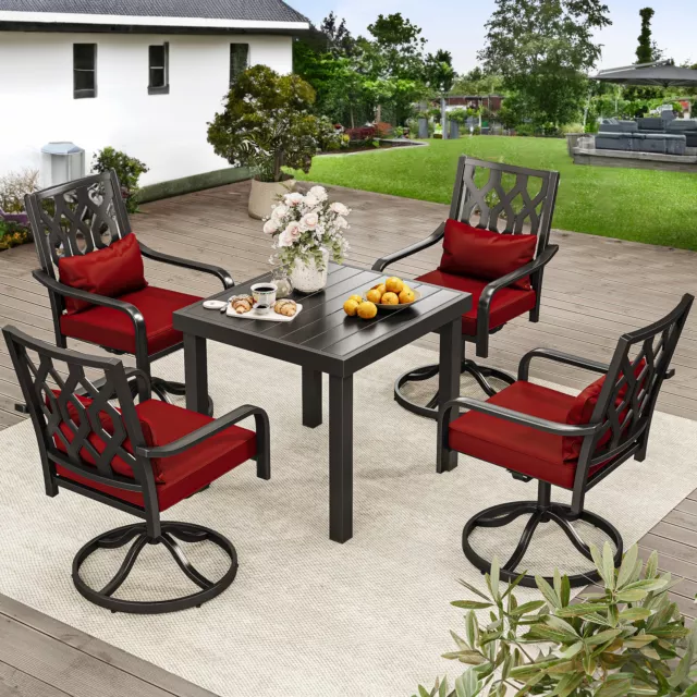 TAUS 5 Pcs Patio Table&Chair Furniture Set Swivel Chairs Outdoor Dining Table