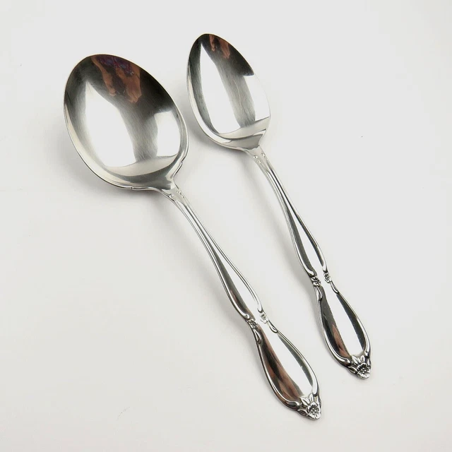 Juego de 2 cucharas para servir a la comunidad Oneida de acero inoxidable STRATHMORE Heritage
