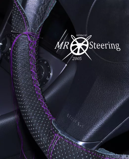 Für Mazda RX8 03-12 Perforiert Leder Lenkrad Abdeckung Lila Doppel Naht
