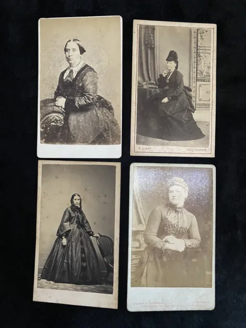 4 Antique Small Cabinet Card Photos Of Elegant Ladies in England