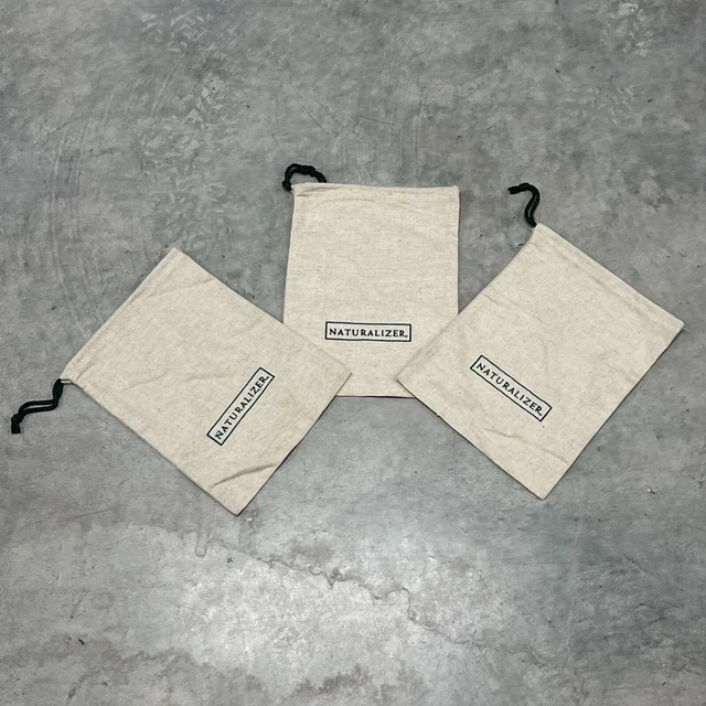 3 Naturalizer Drawstring Bags Beige Green Vintage 1990s Shoe Accessory Storage