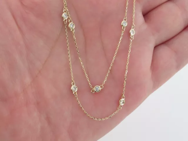 Diamond By The Yard Station Necklace 14k Yellow Gold  16" 18"