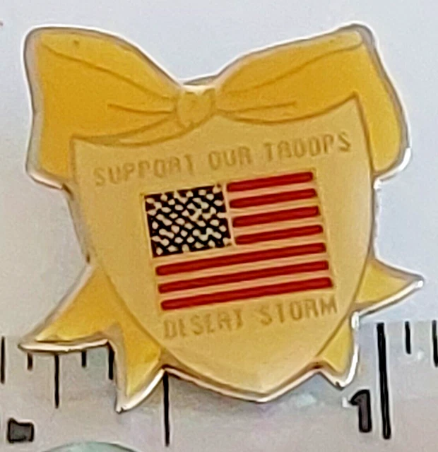 Support Our Troops Desert Storm Yellow Ribbon Lapel Pin (051323)
