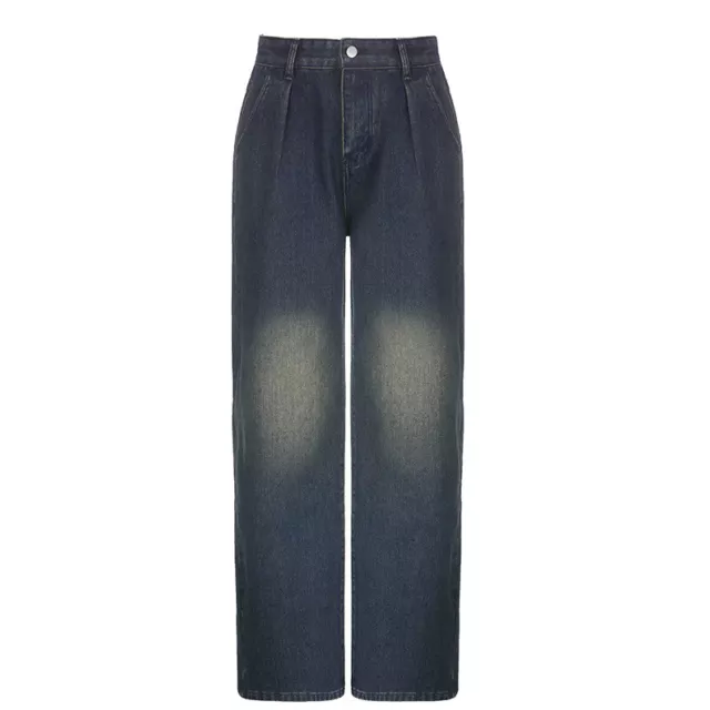 Women Washed Baggy Jeans High Waist Straight Wide Leg Denim Pants Loose Trousers