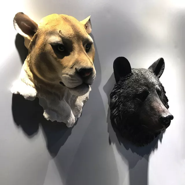 Animal Figurine 3d Effect Simulation Animal Head Wall Decoration Statue Resin