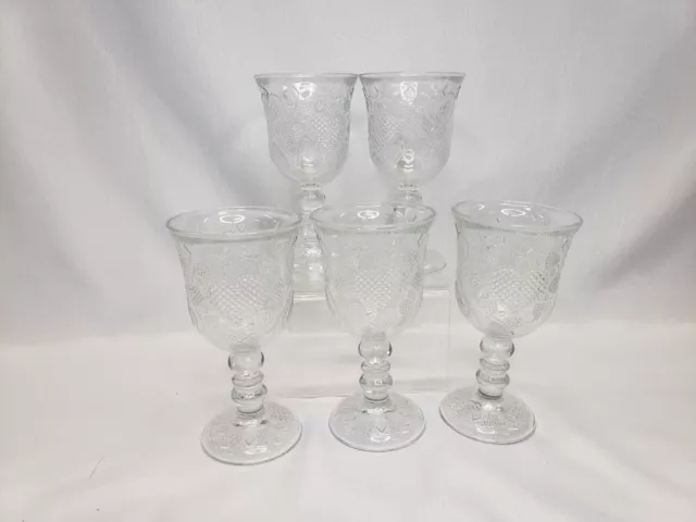 5 Vintage Fostoria Chalice for Avon 1978 Clear Glass Heart & Floral Goblets 2