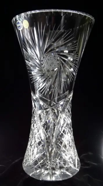 Large 16” (41cm) BOHEMIAN CZECH REPUBLIC Lead Crystal Hand Cut Vase 7.3KG