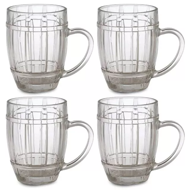 4 Pc Beer Mug Set Pilsner Glasses Drinking Glass Bar Party Handles Clear 19.5oz