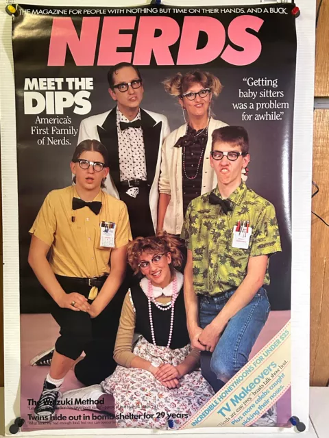 Rolled Vintage 1987 Nerds Meet The Dips Funny Comedy Weird 21X33 Poster Nm P32