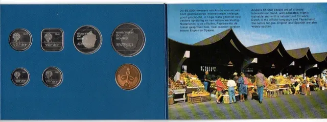 Aruba - set 6 coins 5 10 25 50 C + 1 2 1/2 Florin + token 1991 UNC Lemberg-Zp