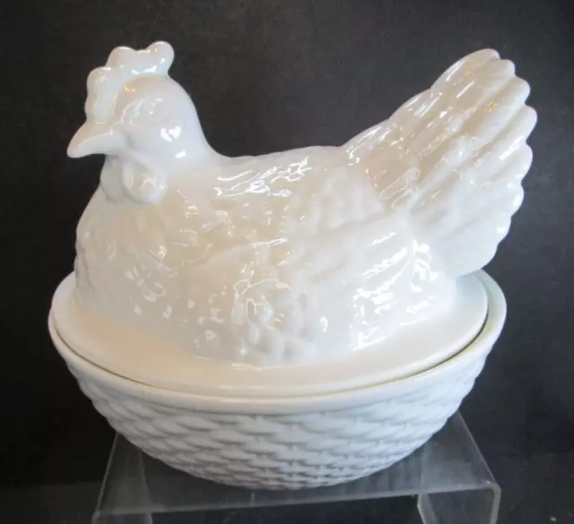 Martha Stewart Collection Hen on Nest White Ceramic Covered Chicken Dish 8x7