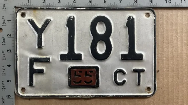 1955 Connecticut license plate YF 181 YOM DMV with 55 tab 14258