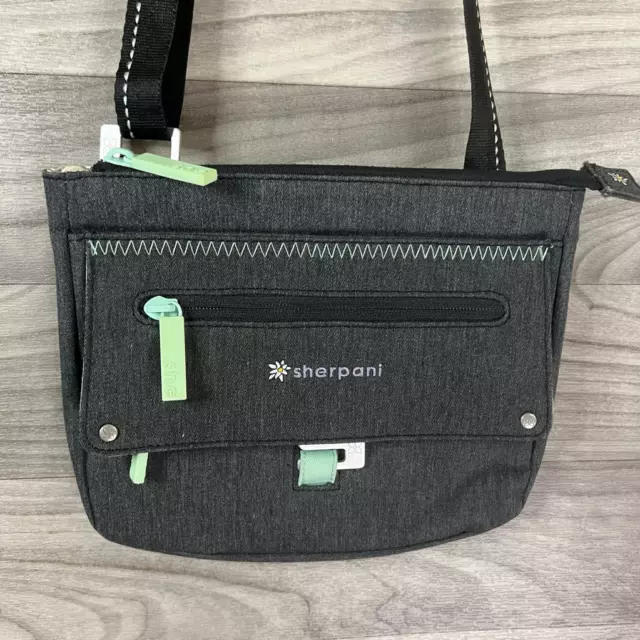 Sherpani Womens Crossbody Bag Gray Green Outer Pocket Adjustable Strap MICRO 2