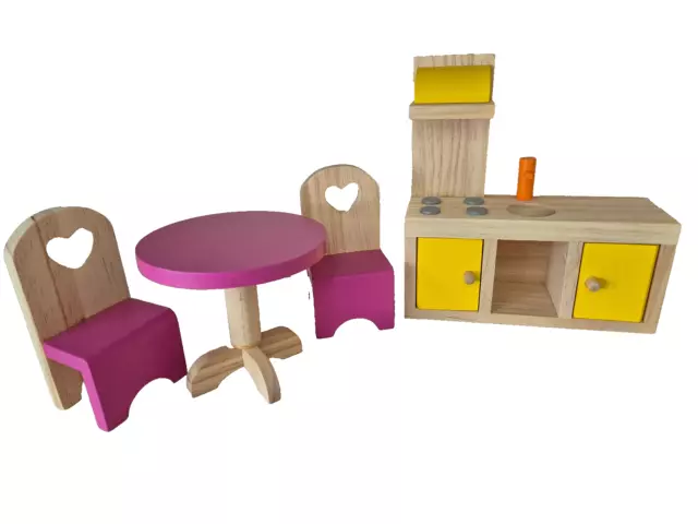 Puppenhaus Möbel aus Holz Puppenstube für Biegepüppchen Puppenmöbel Set Küche