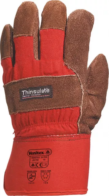 x2 Pairs Delta Plus Venitex DCTHI Brown 3M Thinsulate Thermal Rigger Work Gloves