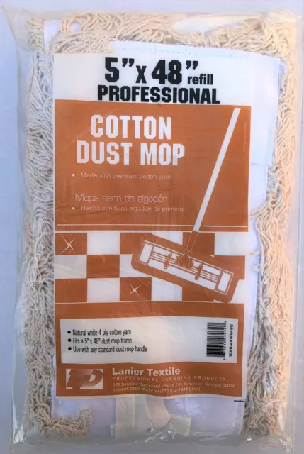 Lanier Textile 5" X 48" Refill Professional Cotton Dust Mop NEW! 4 Ply Cotton
