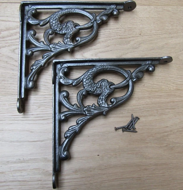 PAIR 10" SERPENT Cast iron Shelf Support Wall Sink Toilet Cistern Shelf Bracket