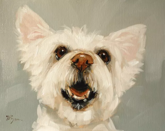 Original art - Oil painting - west highland white terrier -  westie dog portrait