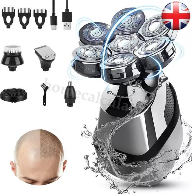 7D Electric Shaver 7 Head Razor Bald Beard Hair Skull Trimmer Beard Remover Men