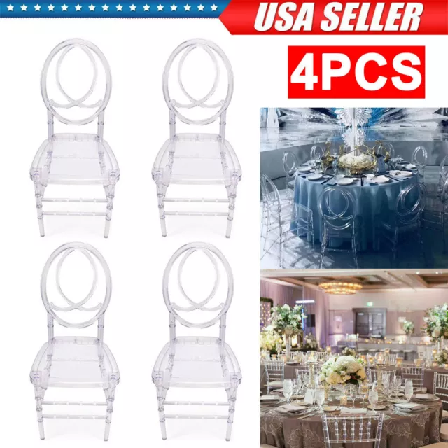 4PCS Clear Crystal Stackable Chiavari Crystal Chairs Wedding with Designer Back