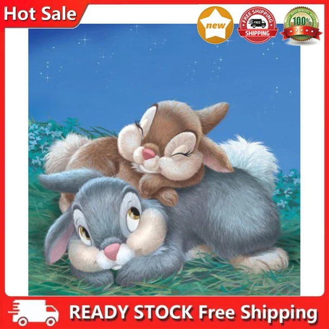 5D DIY Diamond Arts Kits Two Rabbits Diamond Mosaic Colorful for Home Wall Decor