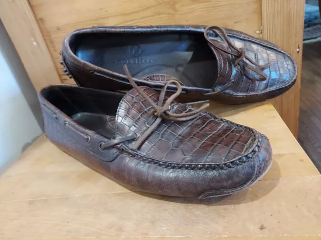 Cole Haan Gunnison Brown Leather Driving Mocs Croc Loafers Shoe Mens Size 10.5 D