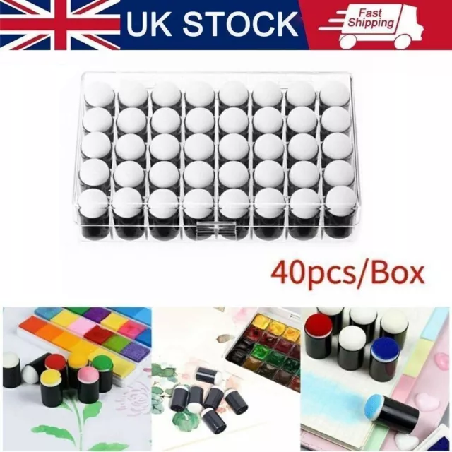 40Pcs Finger Sponge Daubers Paint Ink Pad Stamping Brush Craft +Storage Box Kit