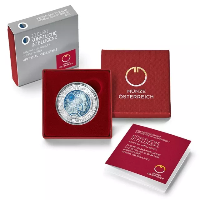 Österreich 25 Euro 2019 " Künstliche Intelligenz "Silber Niob hgh. 3