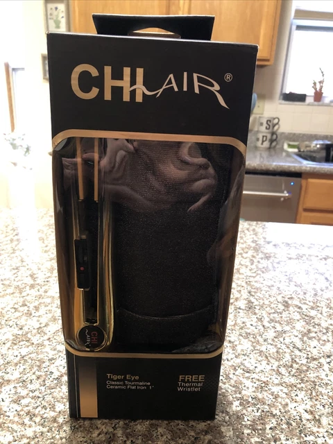 CHI AIR Tiger Eye Classic Tourmaline Ceramic Flat Iron 1” NIB